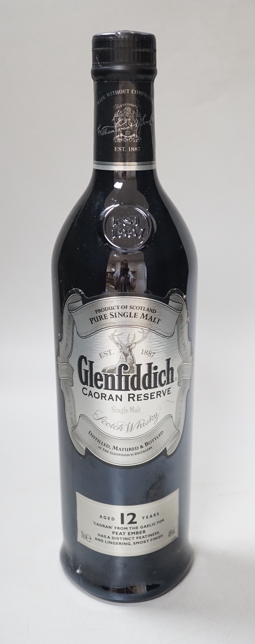 A bottle of Glenfiddich Caoran Reserve 12 year single malt whisky